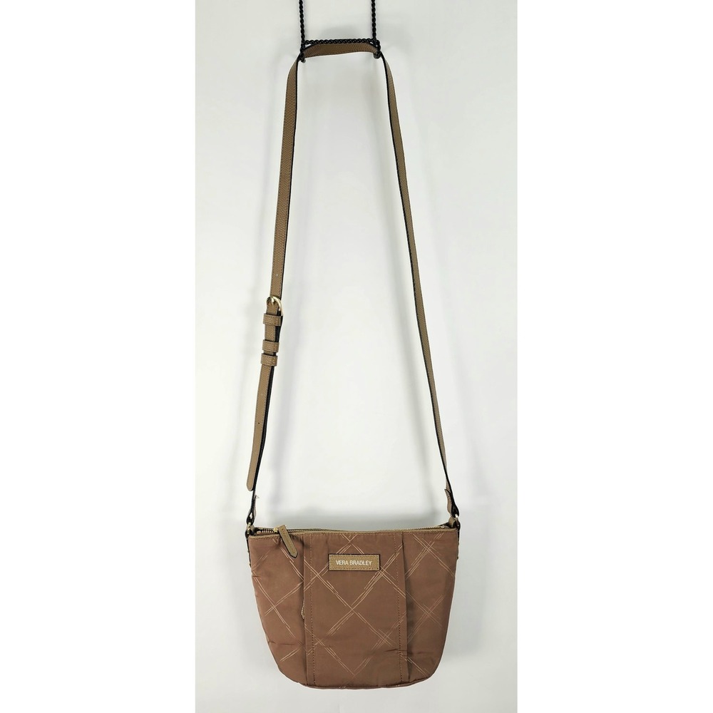 Vera Bradley Preppy Poly Crossbody Bag Tan Diamond Pattern Toast Bag